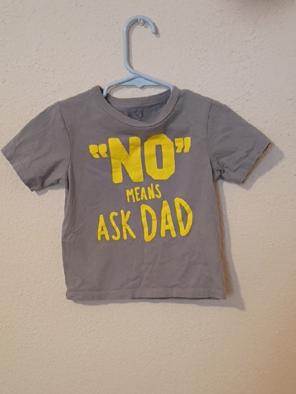 The Children's Place Gray Tee with Yellow "NO Means Ask Dad" Graphic